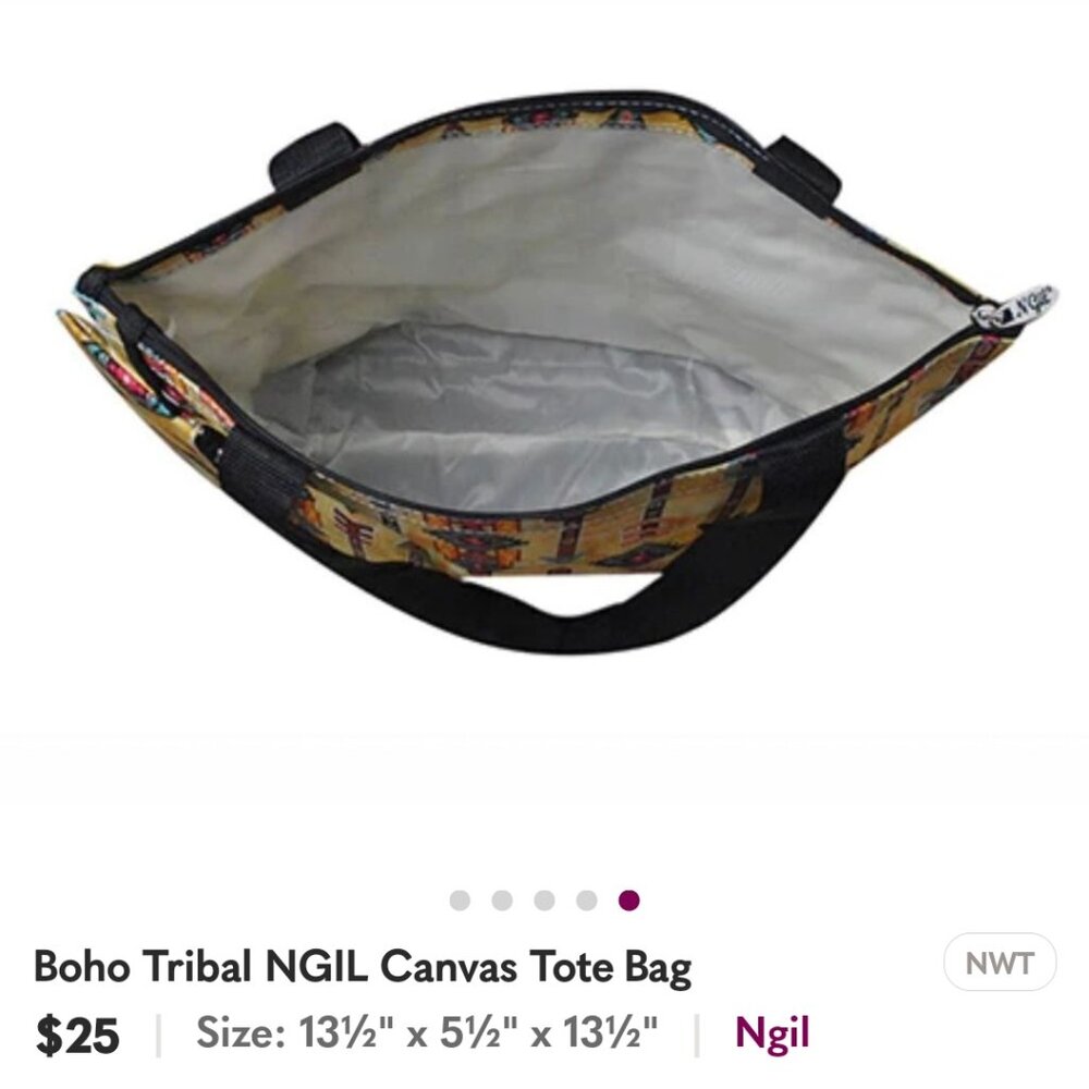 NGIL NWT Boho Canvas Tote Bag - Picture 2 of 3